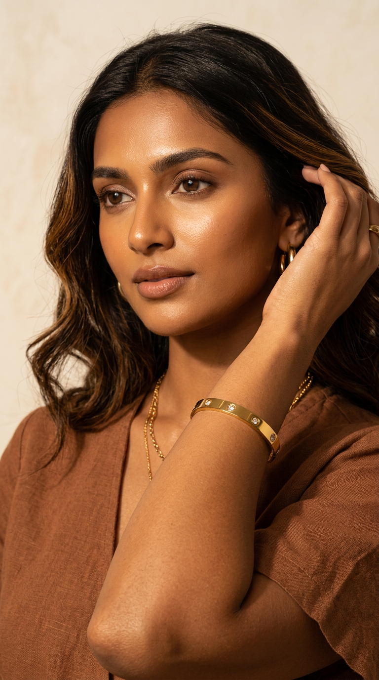 Trove Colombo Atlas 18K gold-plated titanium steel bangle with star-studded cubic zirconia Stones