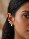 Trove Colombo Alina Zirconia gold hoop earrings with delicate crystal embellishments.