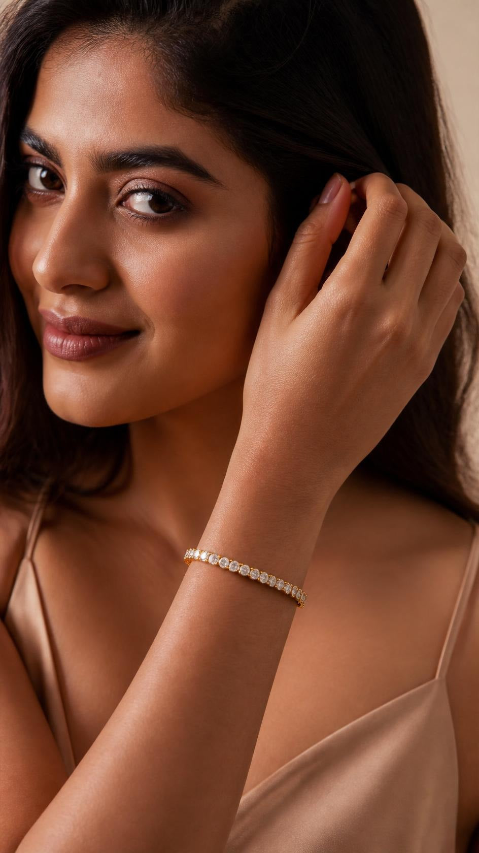 Trove Colombo Athena tennis bracelet featuring sparkling cubic zirconia stones set in a KC gold-plated