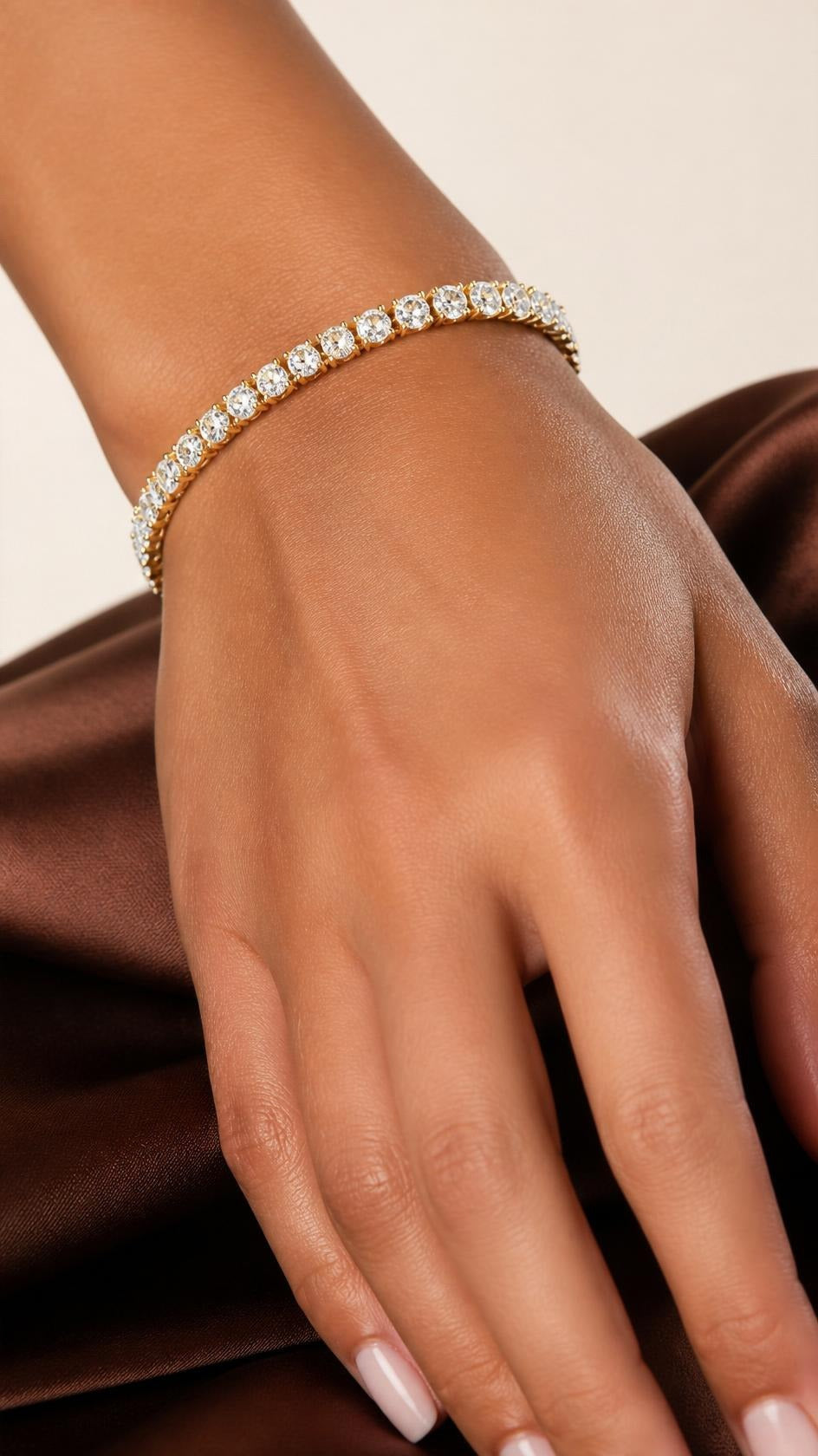 Trove Colombo Athena tennis bracelet featuring sparkling cubic zirconia stones in a luxurious KC gold-plated setting.