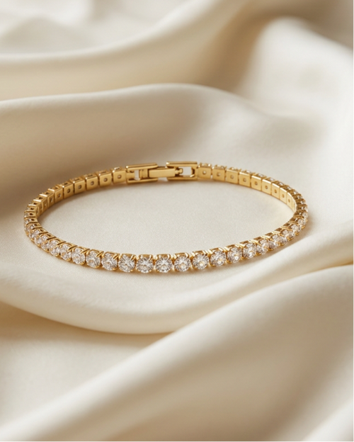 Trove Colombo Athena tennis bracelet with sparkling cubic zirconia stones and a luxurious KC gold-plated finish.