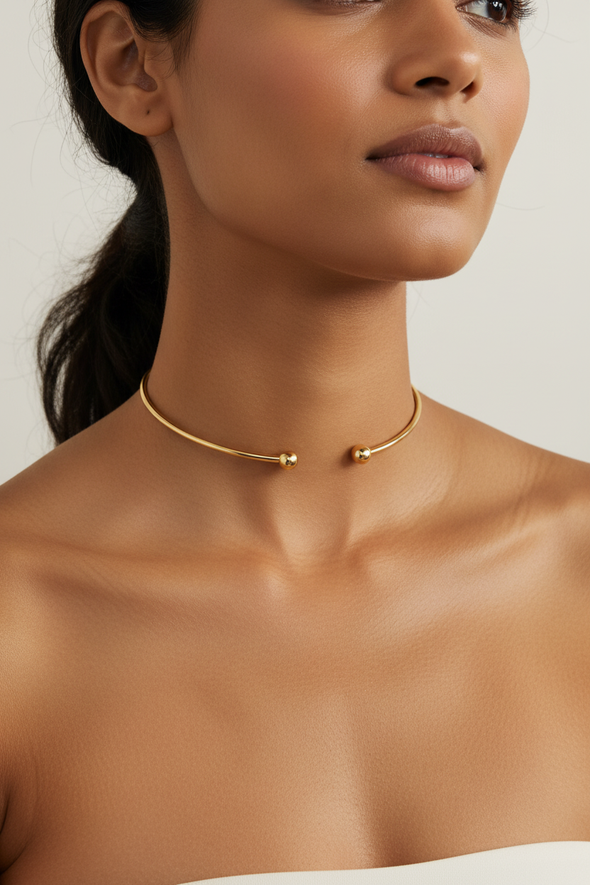 Trove Colombo Dahlia simple KC gold plated iron choker necklace  for an elegant everyday look.