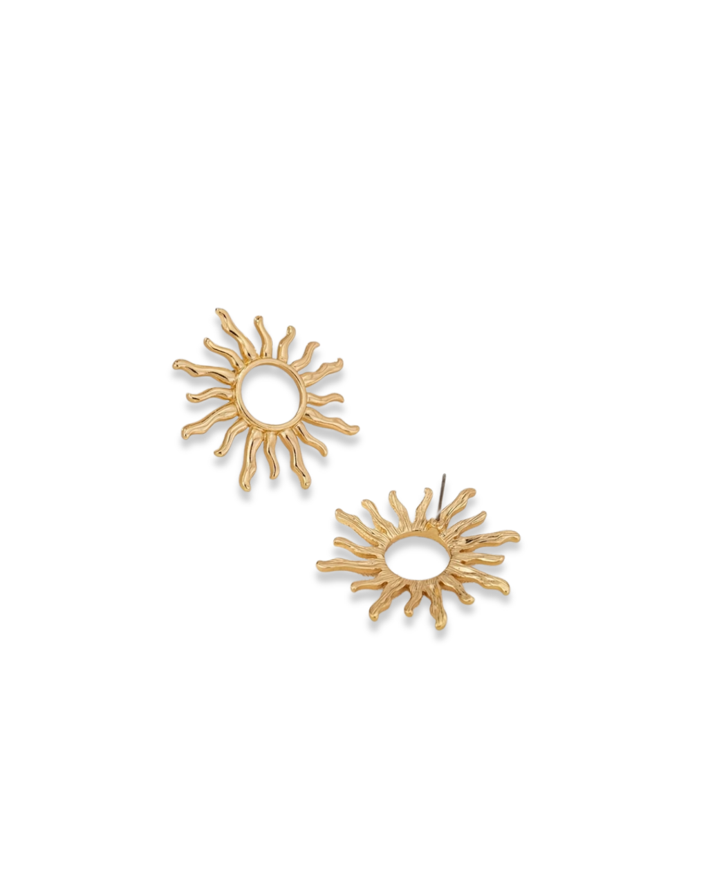 Trove Colombo Delphine 14K gold-plated earrings featuring a textured sunburst design for an elegant, everyday look.