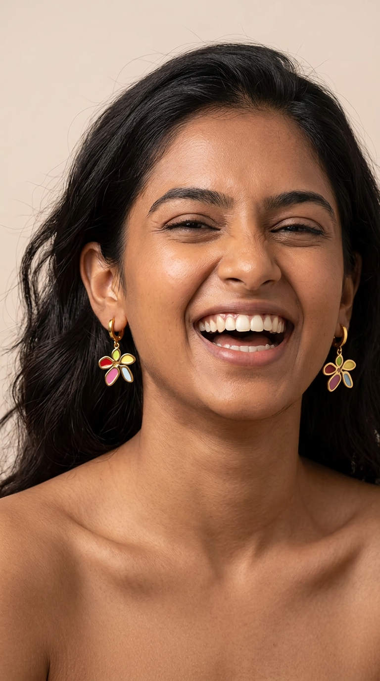 Trove Colombo Paloma flower hoop earrings with colorful resin petals and 18K gold-plated
