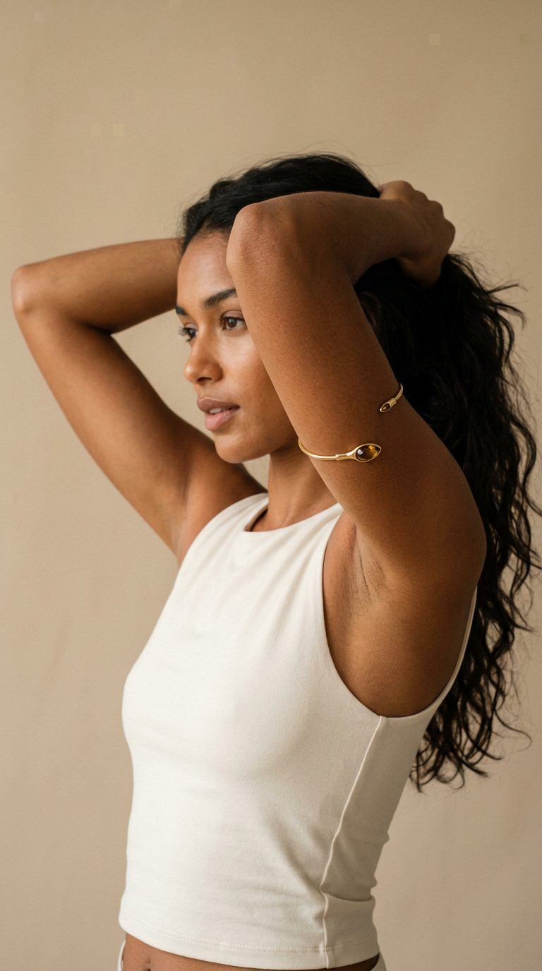 Trove Colombo Tiger Eye gold-tone alloy cuff bracelet with a tiger eye stone o